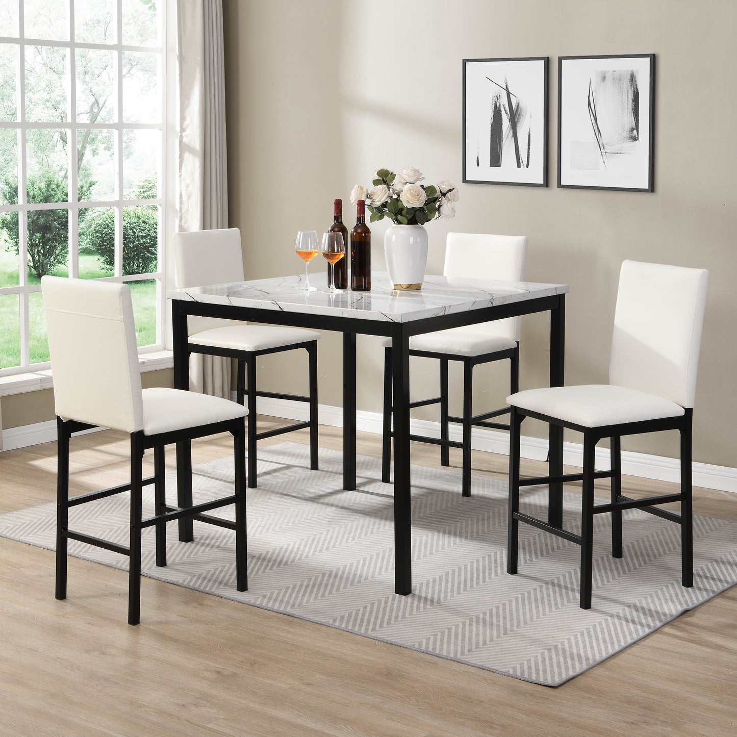 White faux leather bar stools with black metal legs four included modern design