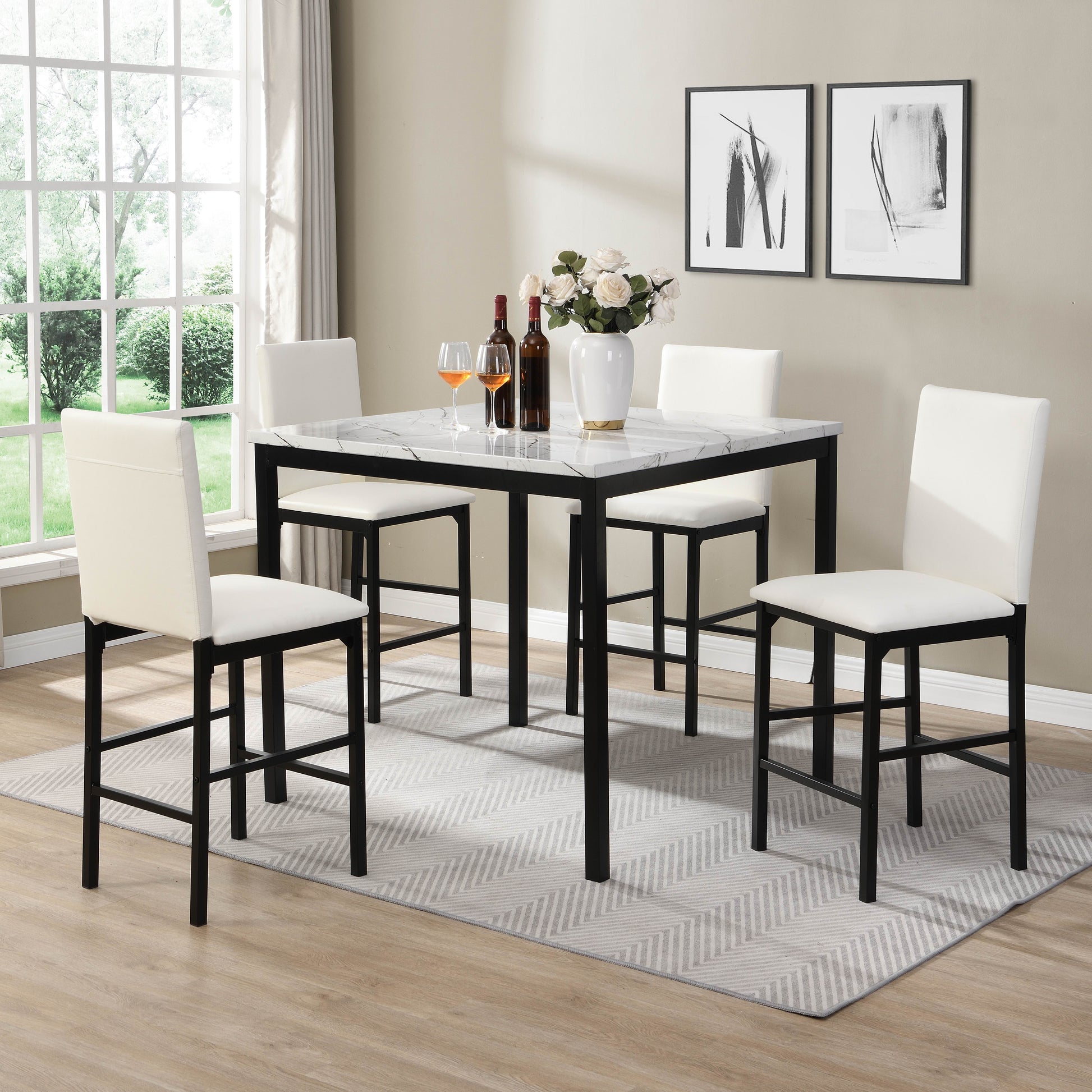 White faux leather bar stools with black metal legs four included modern design