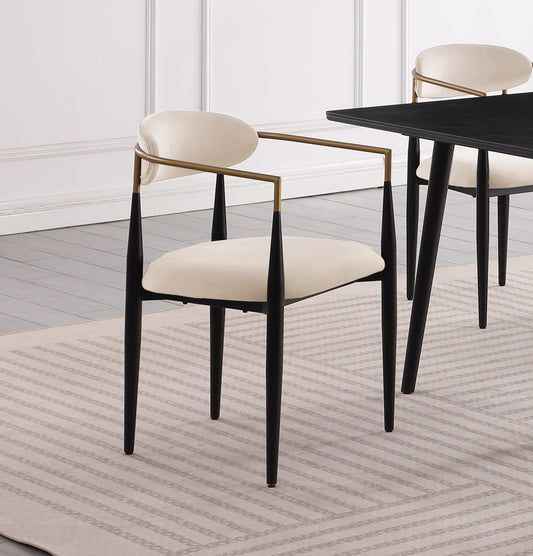 TREATLIFE HOME Set of 2 Ultra Modern Side Chairs in Taupe Fabric with Black Frame, Stylish Dining Room Design