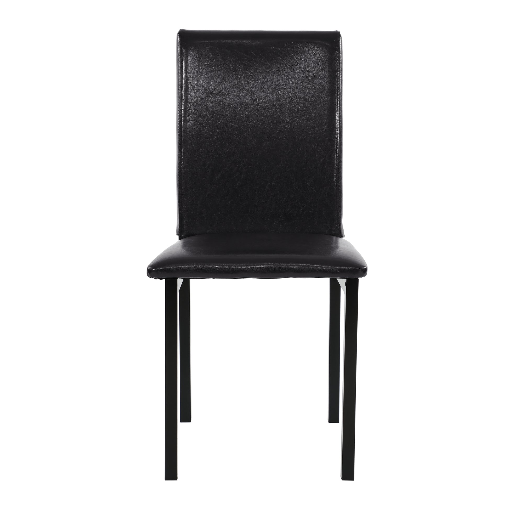 Black faux leather dining chair with a minimalist design perfect for modern kitchens