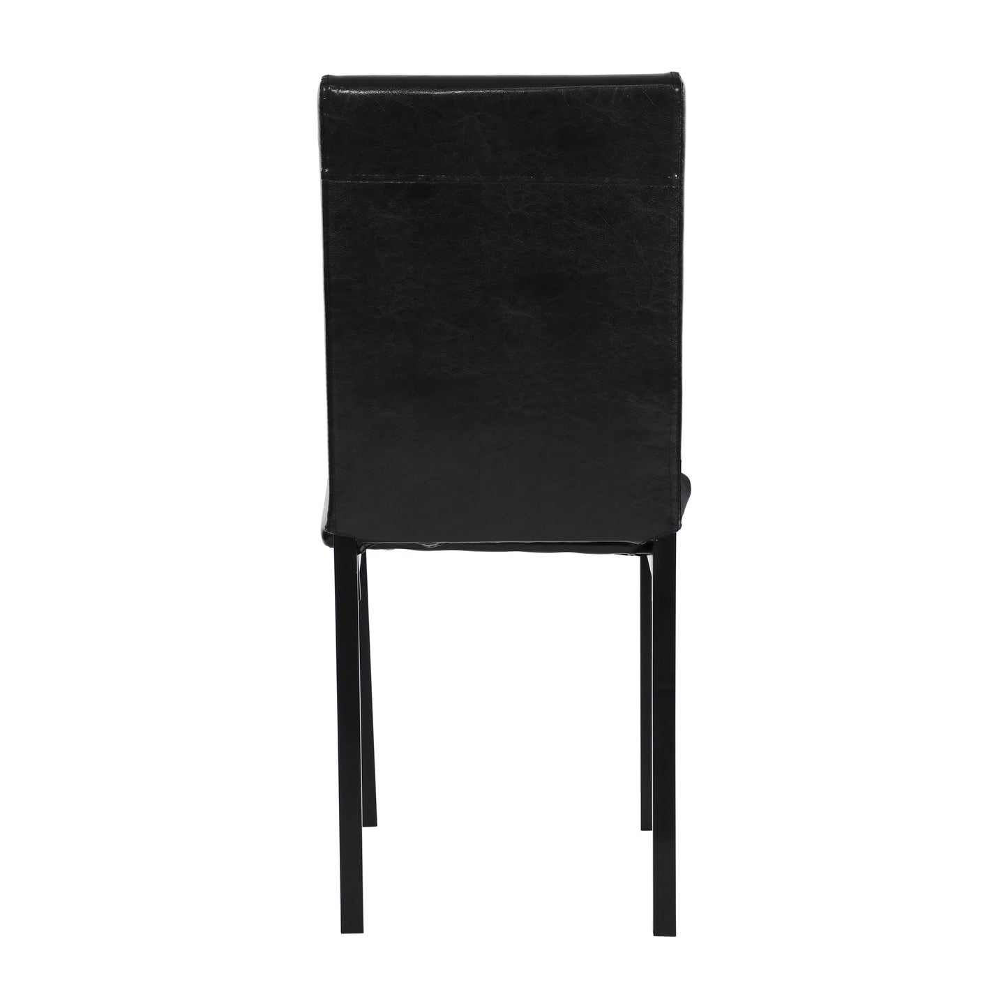 Black faux leather dining chair with slim metal legs modern design
