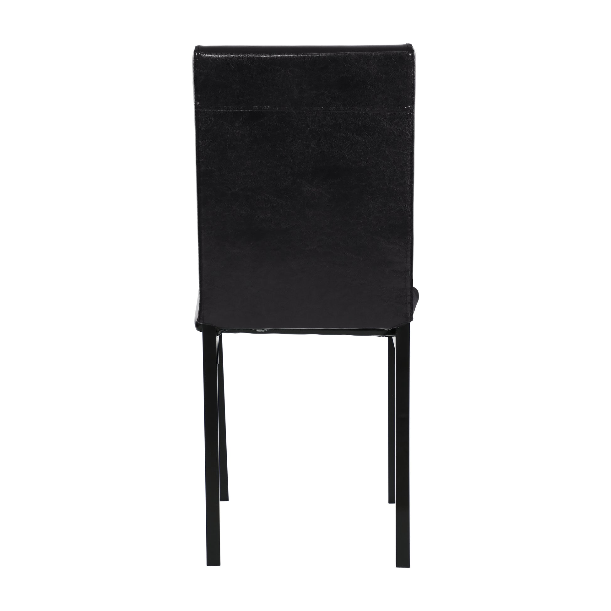 Black faux leather dining chair with slim metal legs modern design