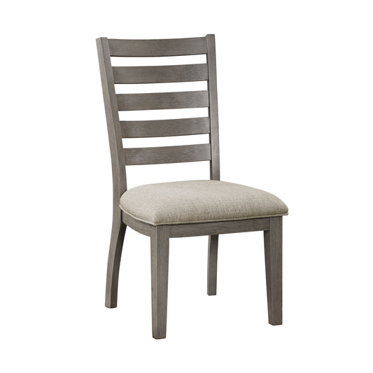 TREATLIFE HOME Set of 2 Gray Finish Traditional Style Wooden Side Chairs with Ladder Back Design, Dining Room Furniture
