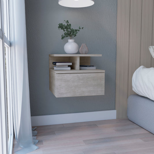 Light oak modern floating nightstand with drawer