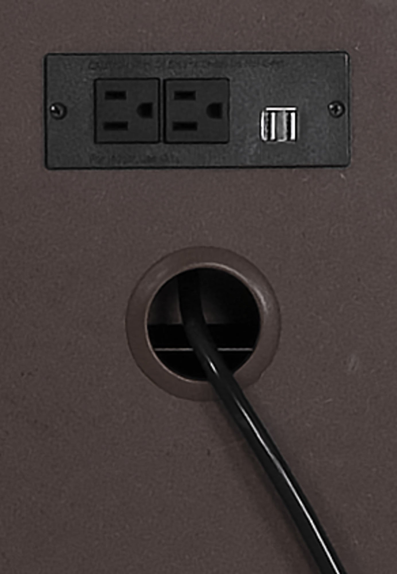Brown furniture power outlet with  AC and  USB port