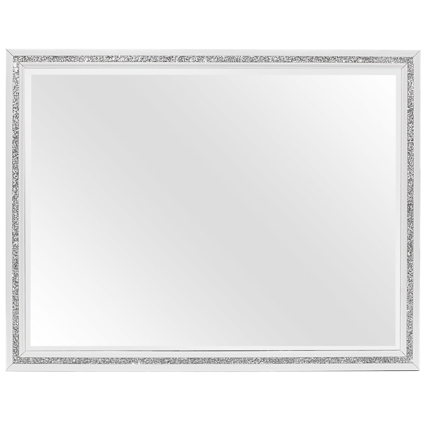 Rectangular decorative mirror with a silver crushed crystal inlay frame