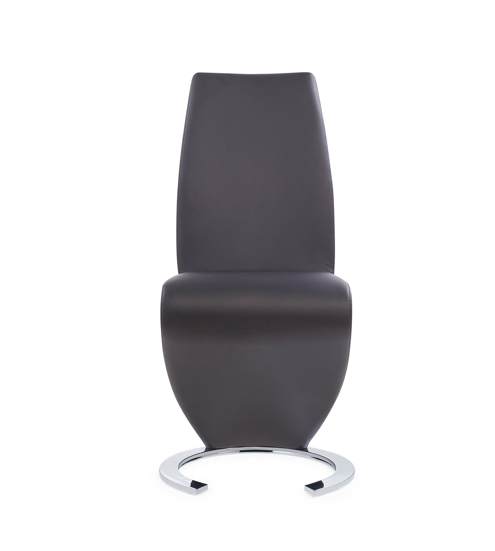 Dark gray contemporary dining chair with sleek chrome base