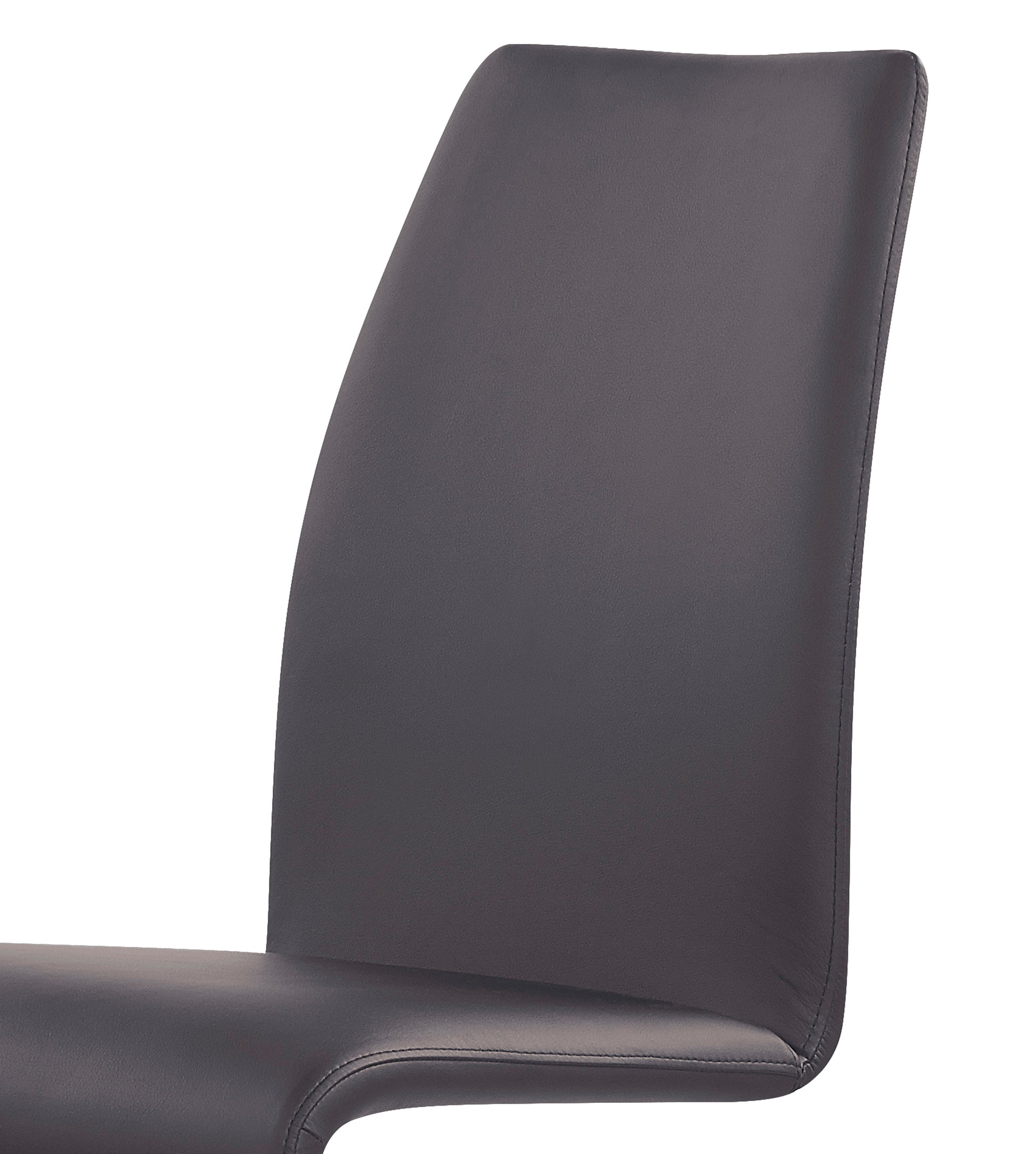 Dark grey faux leather dining chair with stitched detailing