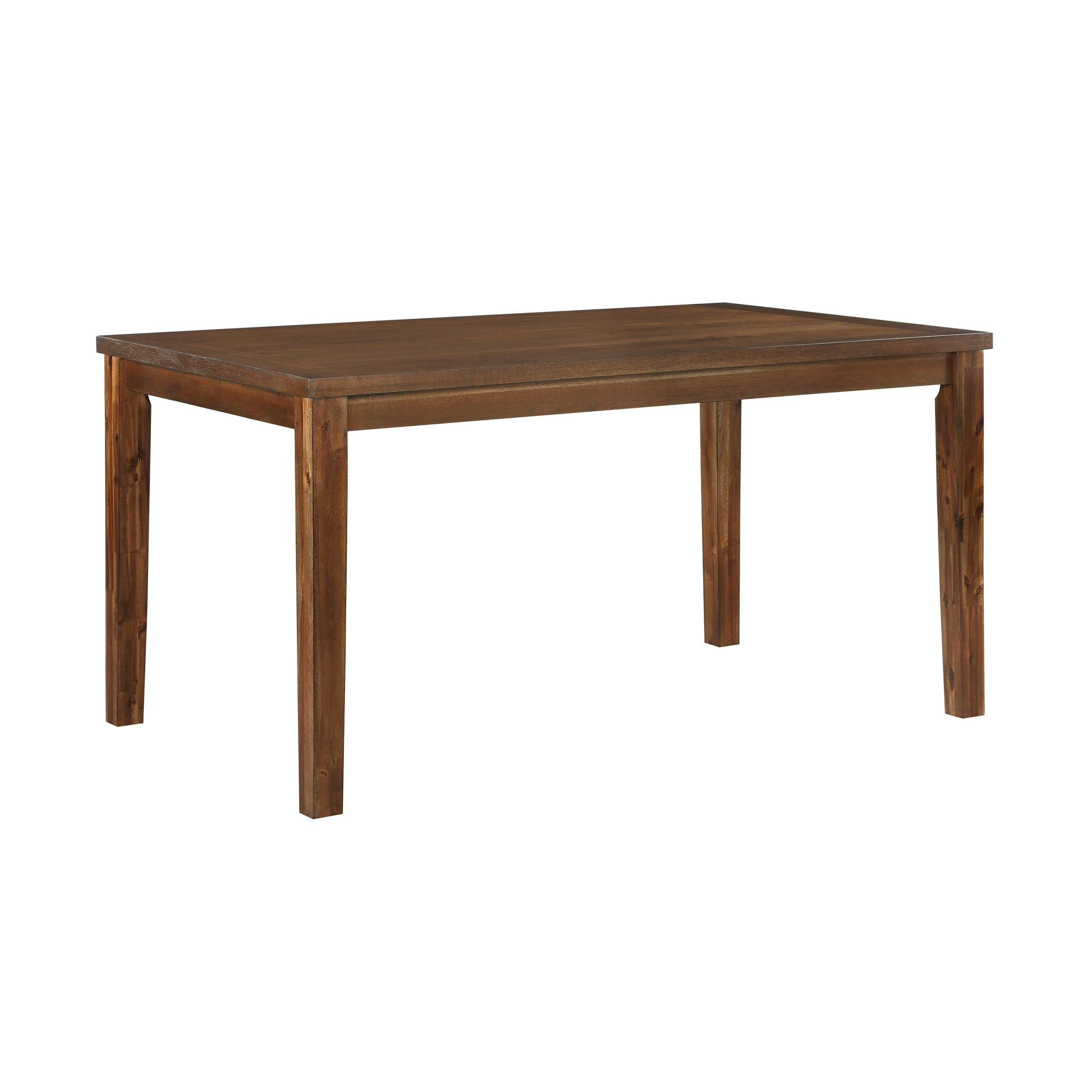 Dark brown wooden dining table with tapered legs