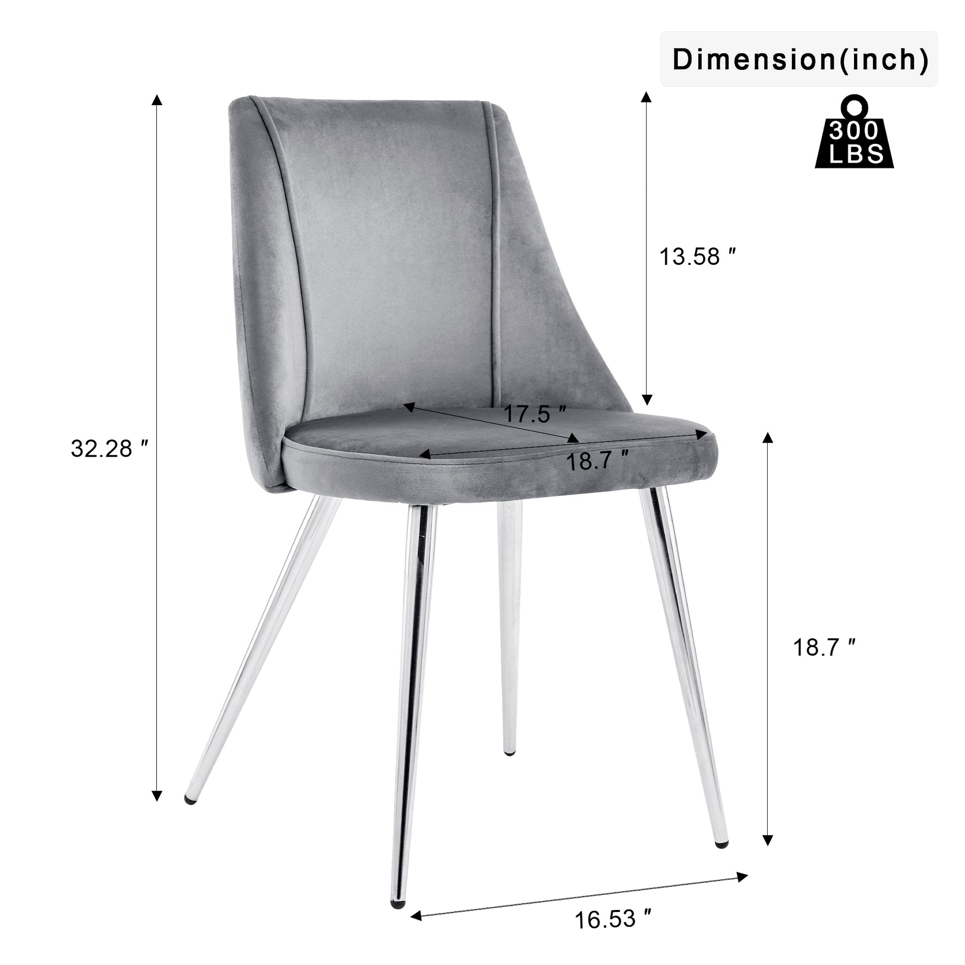 Gray velvet dining chair with sleek chrome legs perfect for modern kitchens