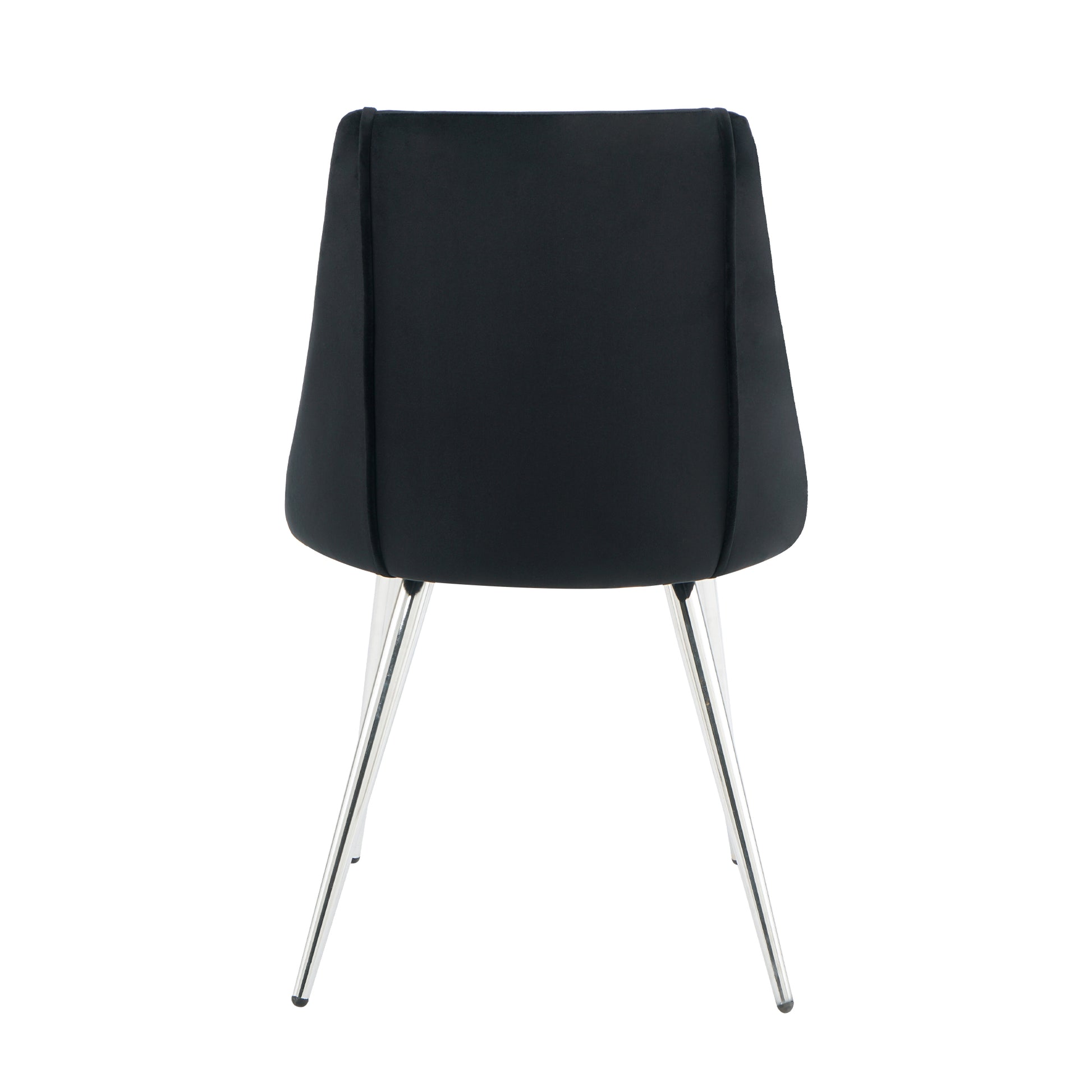 Black velvet dining chair with chrome legs elegant modern design