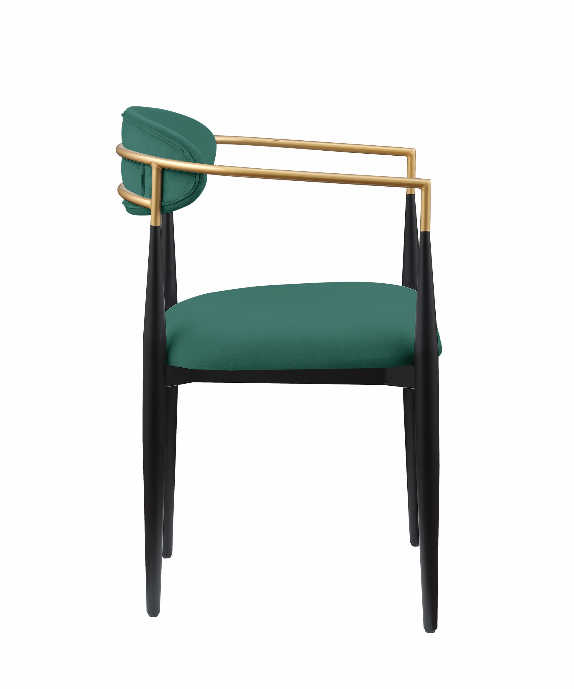 Teal velvet armchair with gold metal frame and black tapered legs elegant accent chair