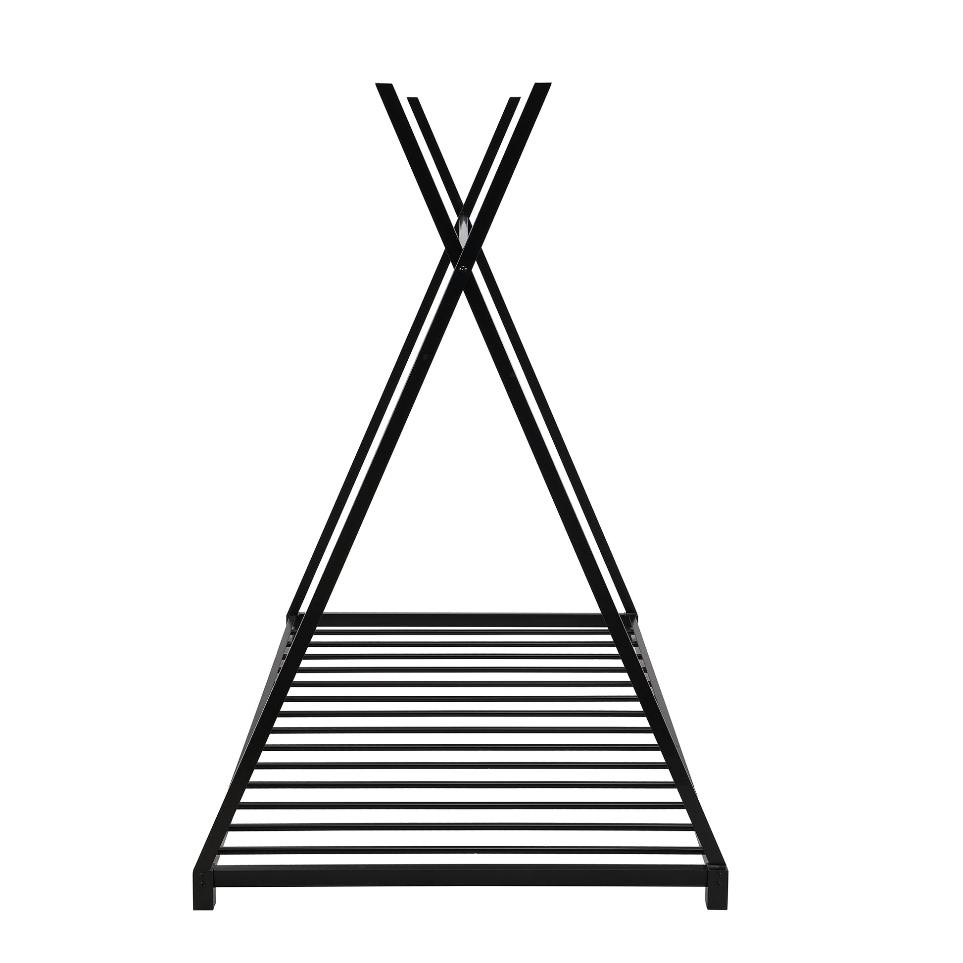 Black metal tent bed frame