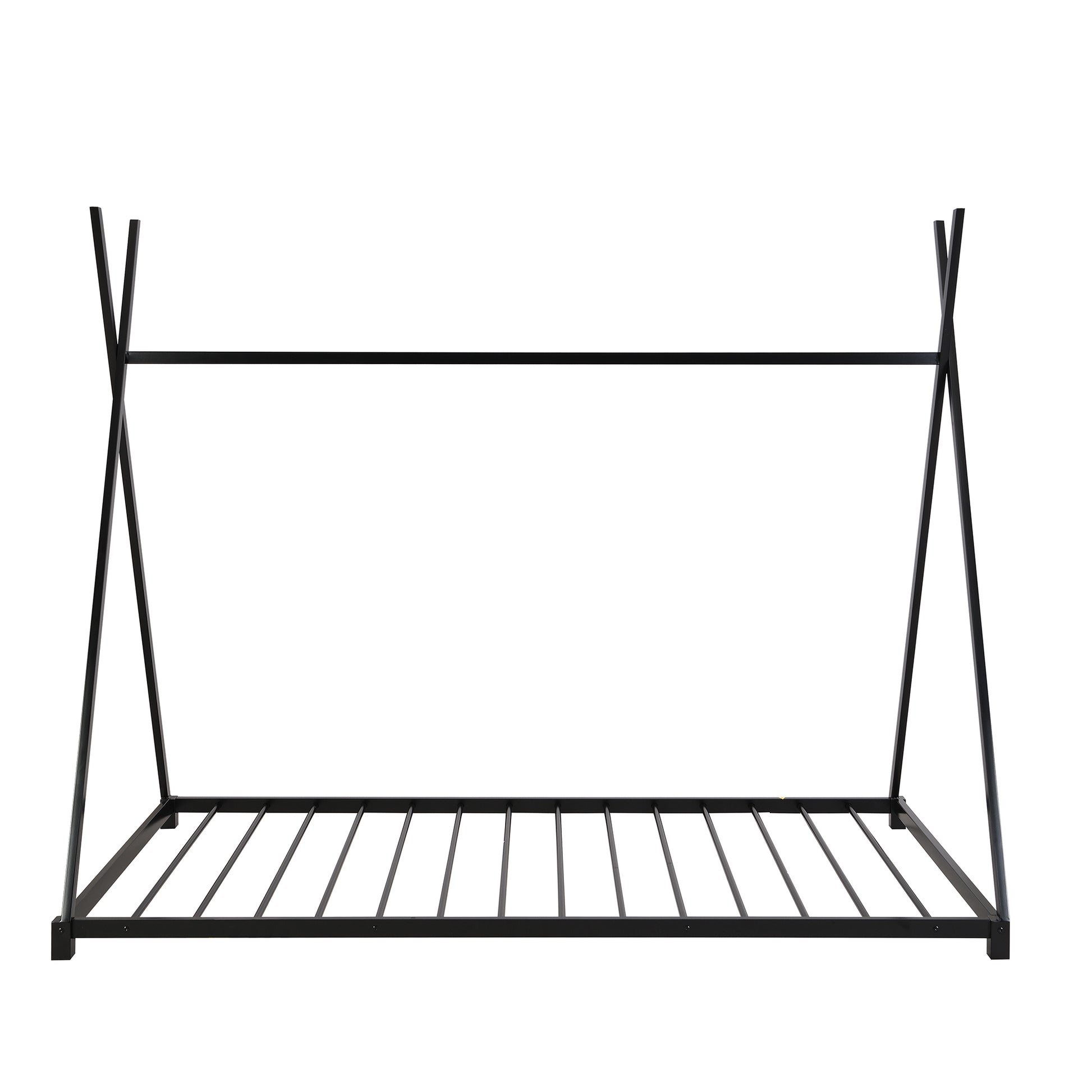 Black metal teepee bed frame with minimalist design