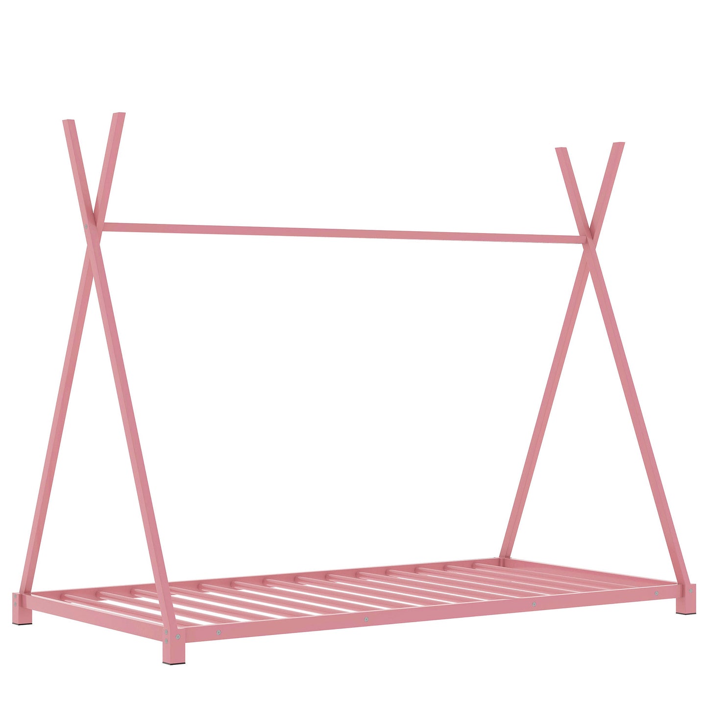 Pink metal tent bed frame for children