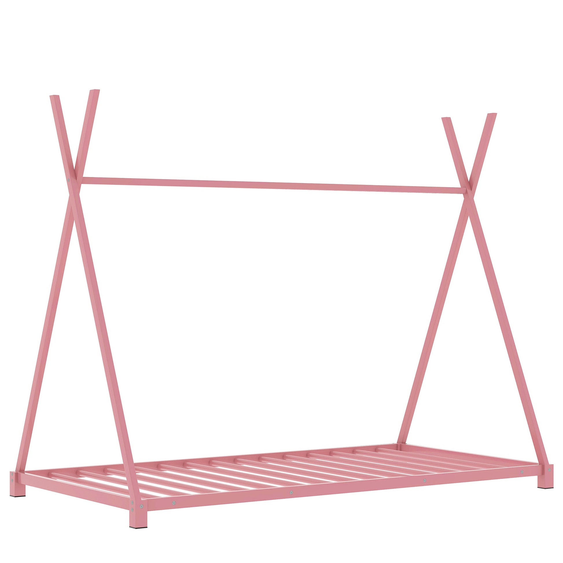 Pink metal tent bed frame for children