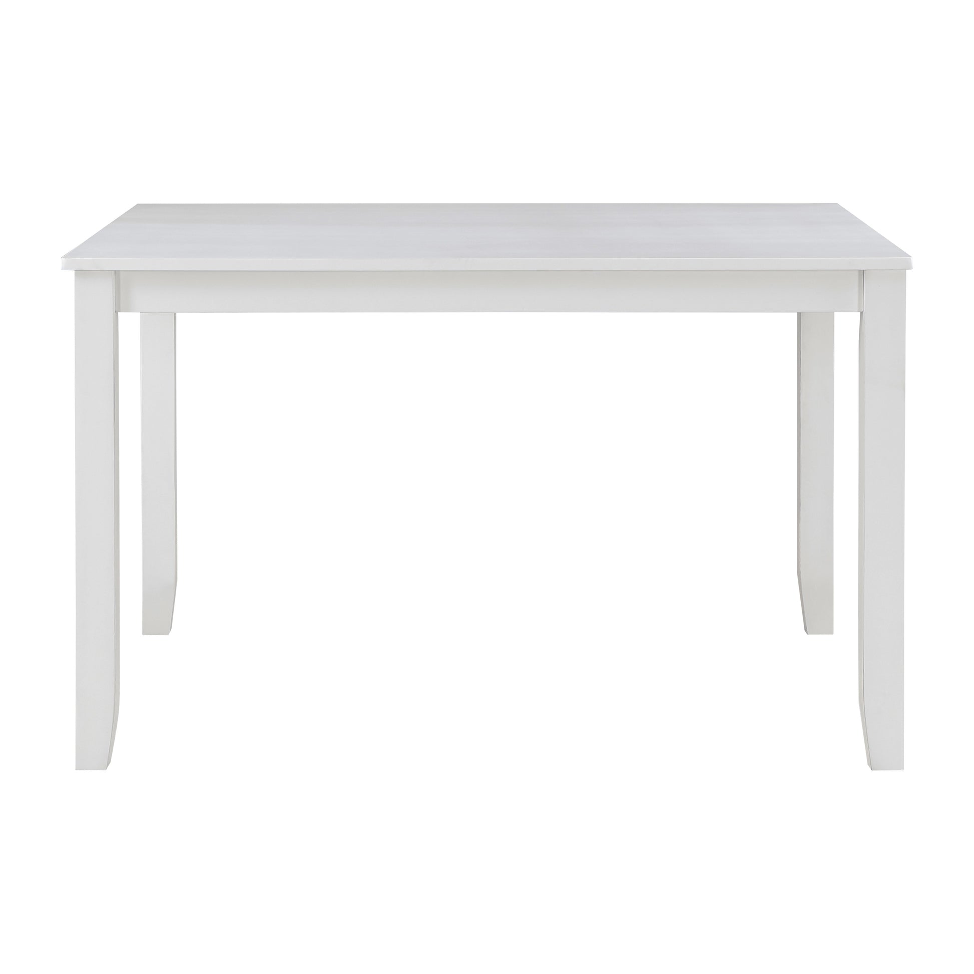 White modern dining table with clean lines and tapered legs