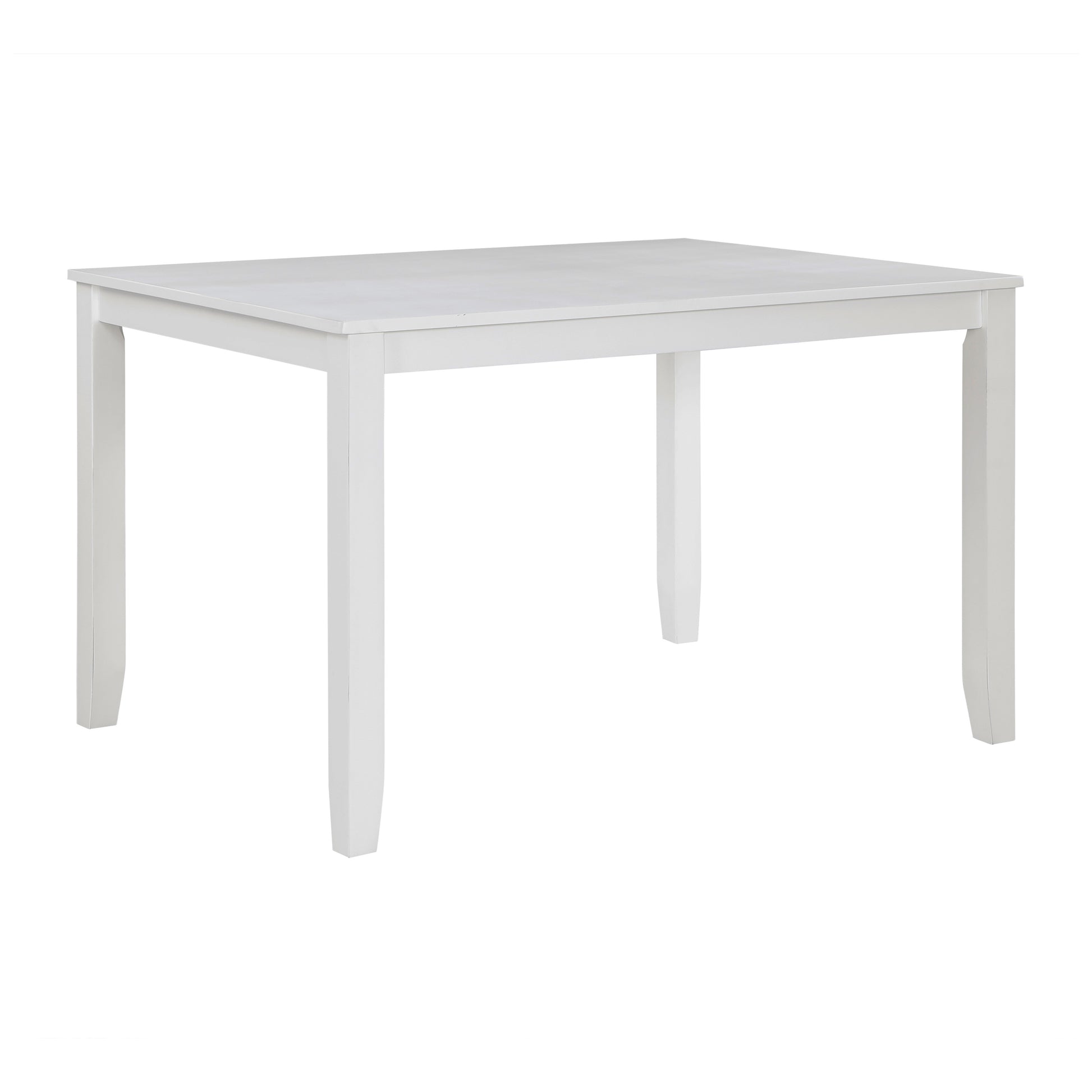White wooden dining table with tapered legs perfect for small spaces