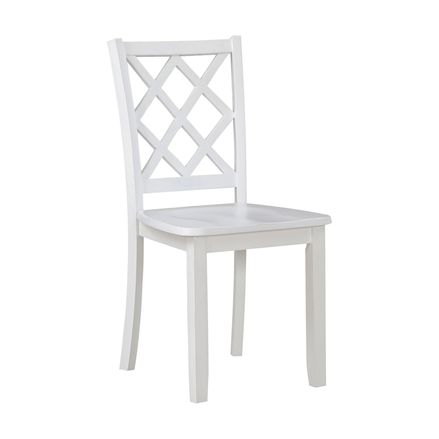 White wooden dining chair with crisscross back design
