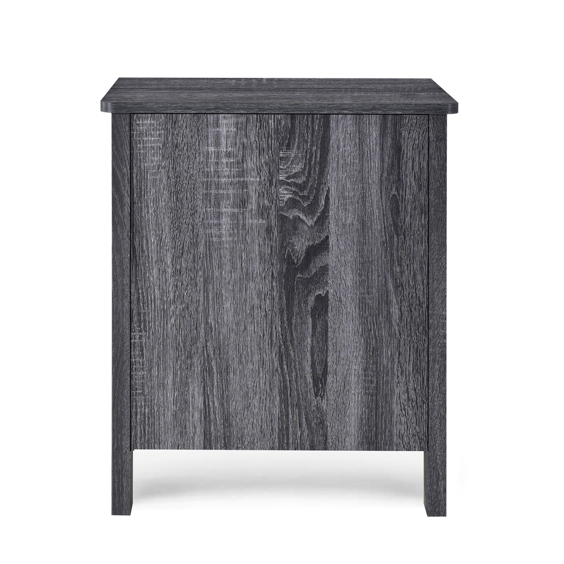 Rustic gray wood nightstand with simple modern design