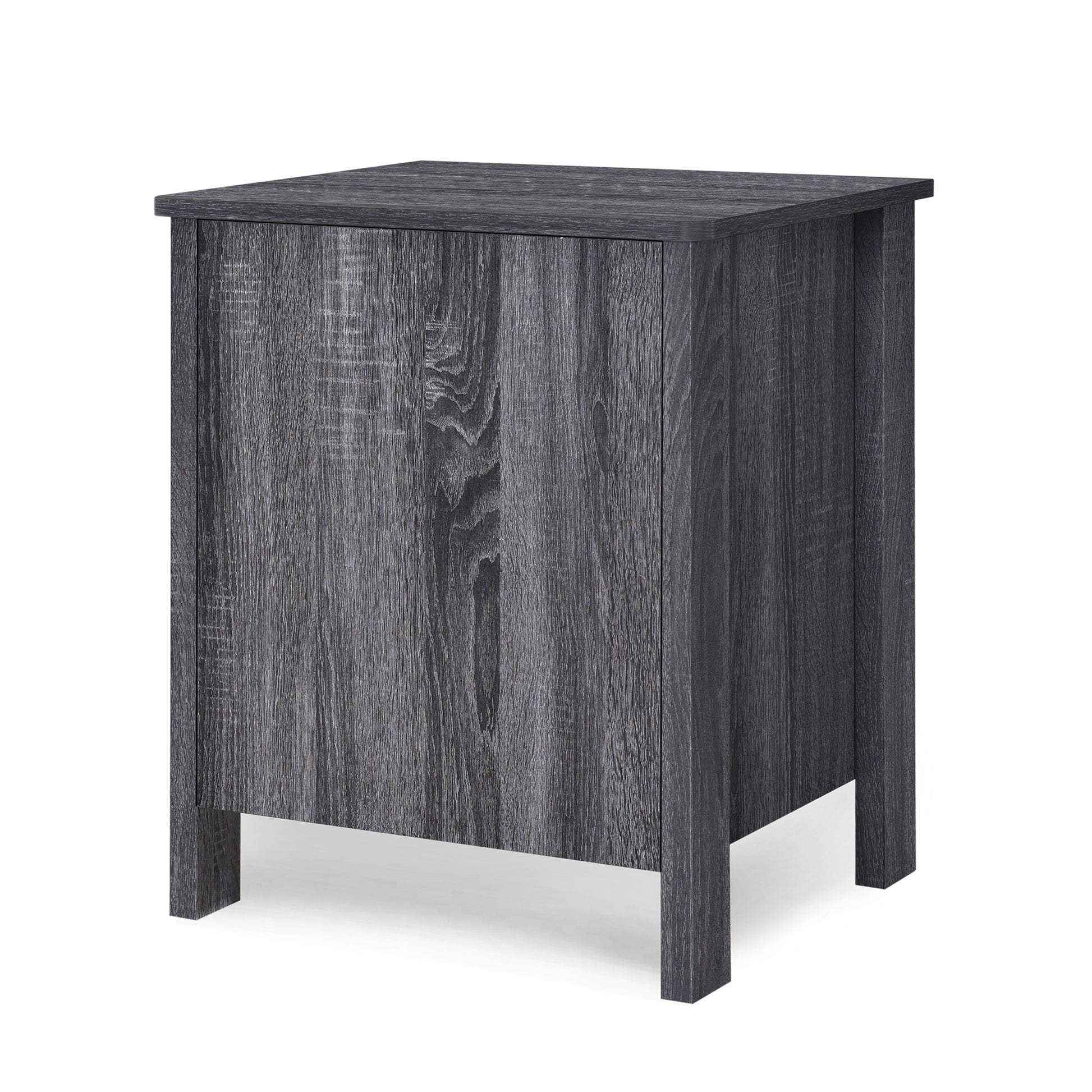 Dark gray wood grain nightstand with square legs