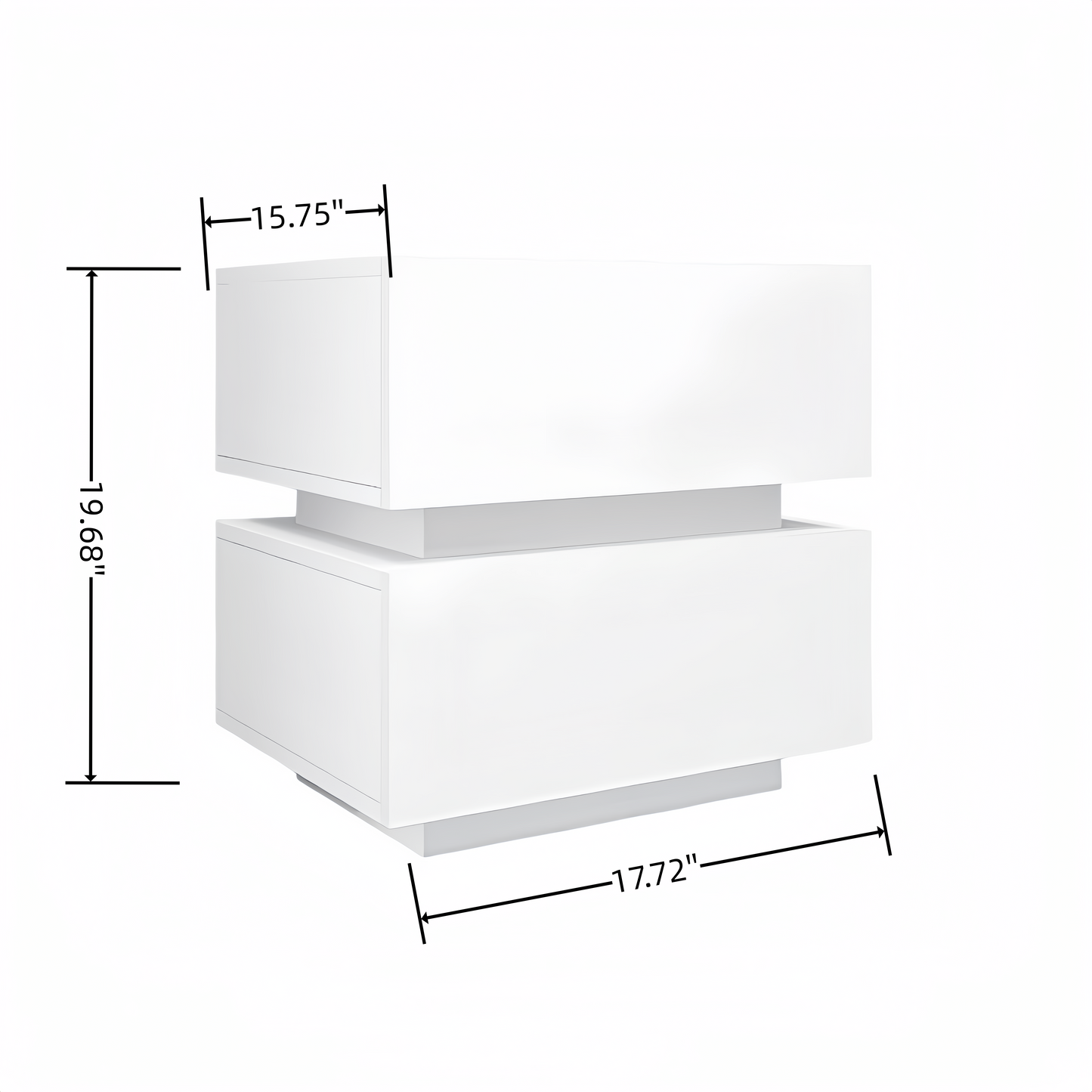 Sleek white twodrawer nightstand with floating base  H x  W
