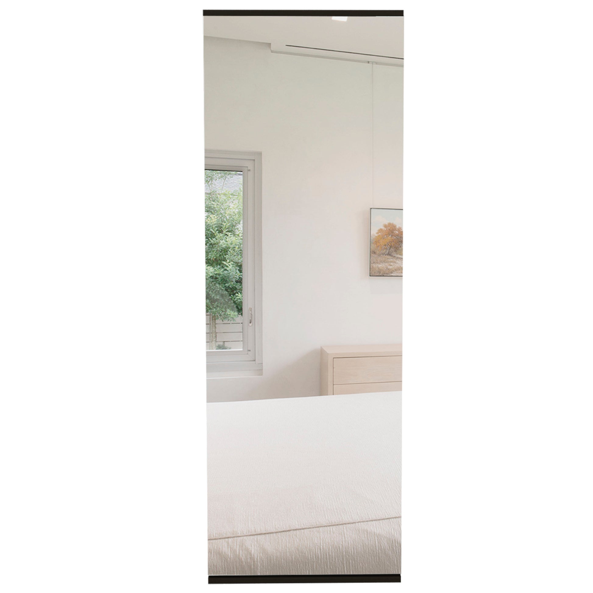 Modern minimalist bedside table in light oak wood
