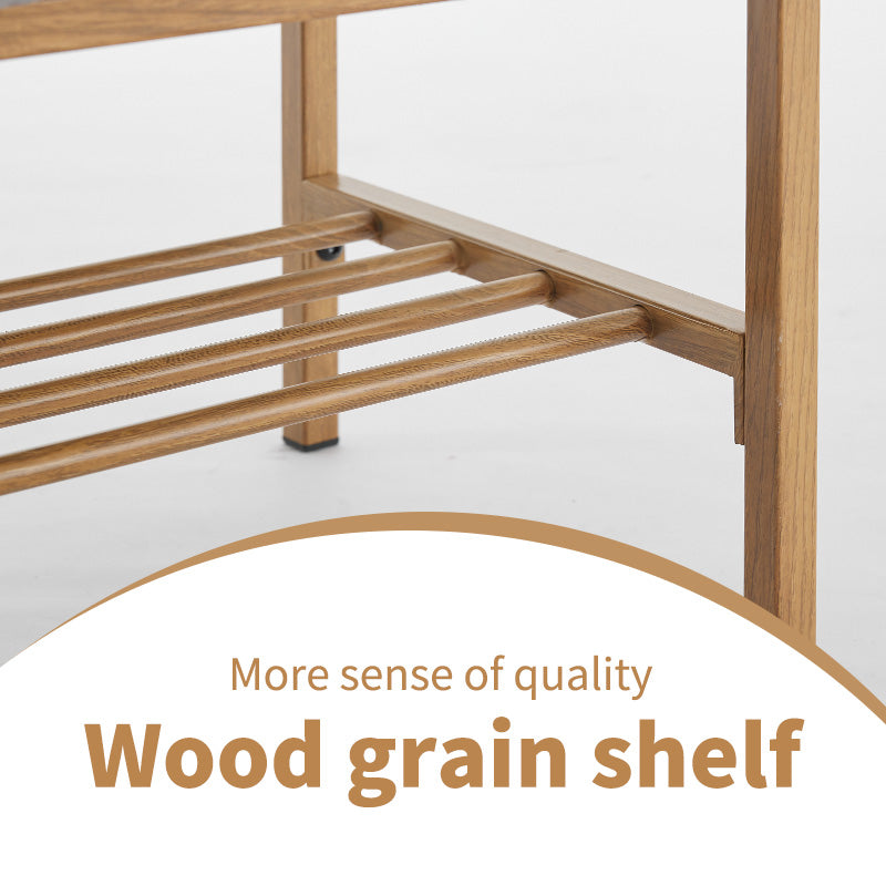 Wooden grain shoe rack with multiple horizontal slats