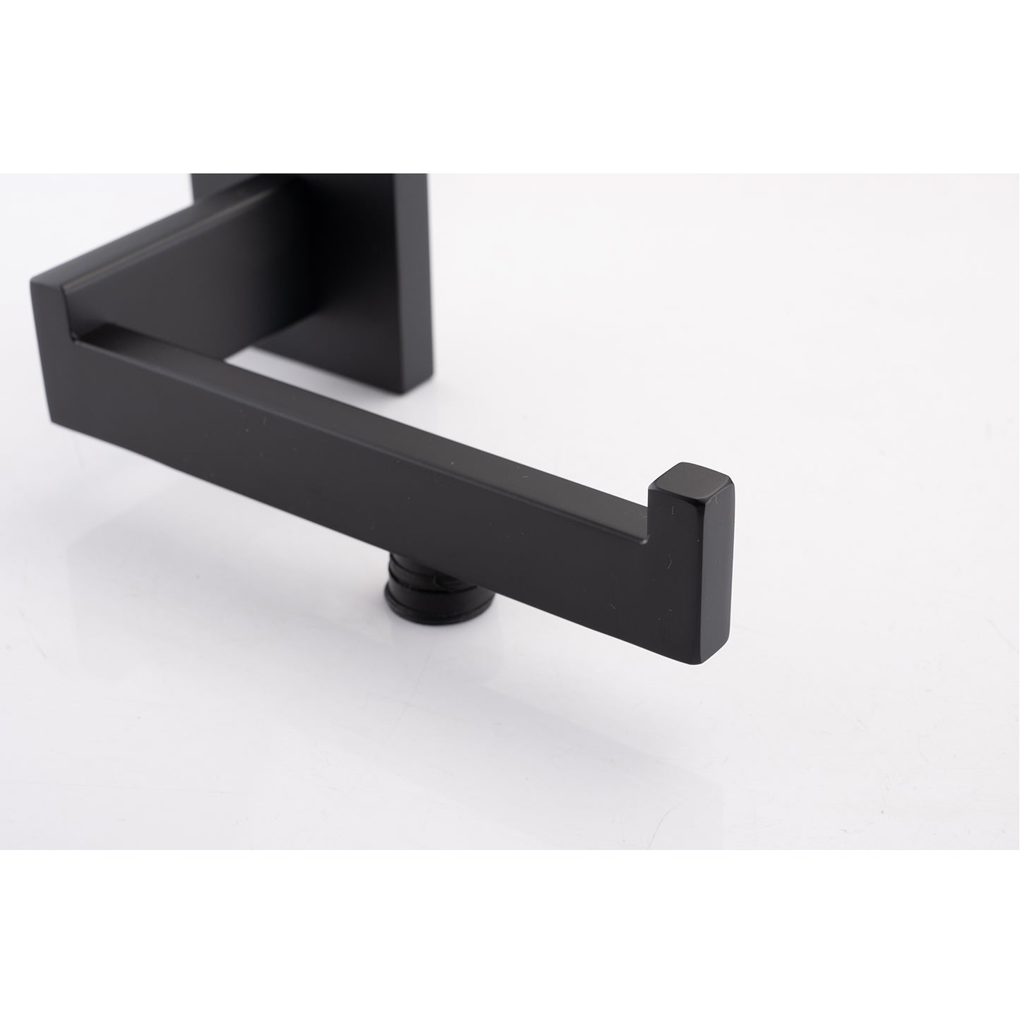 Black matte finish toilet paper holder with minimalist design for modern bathrooms