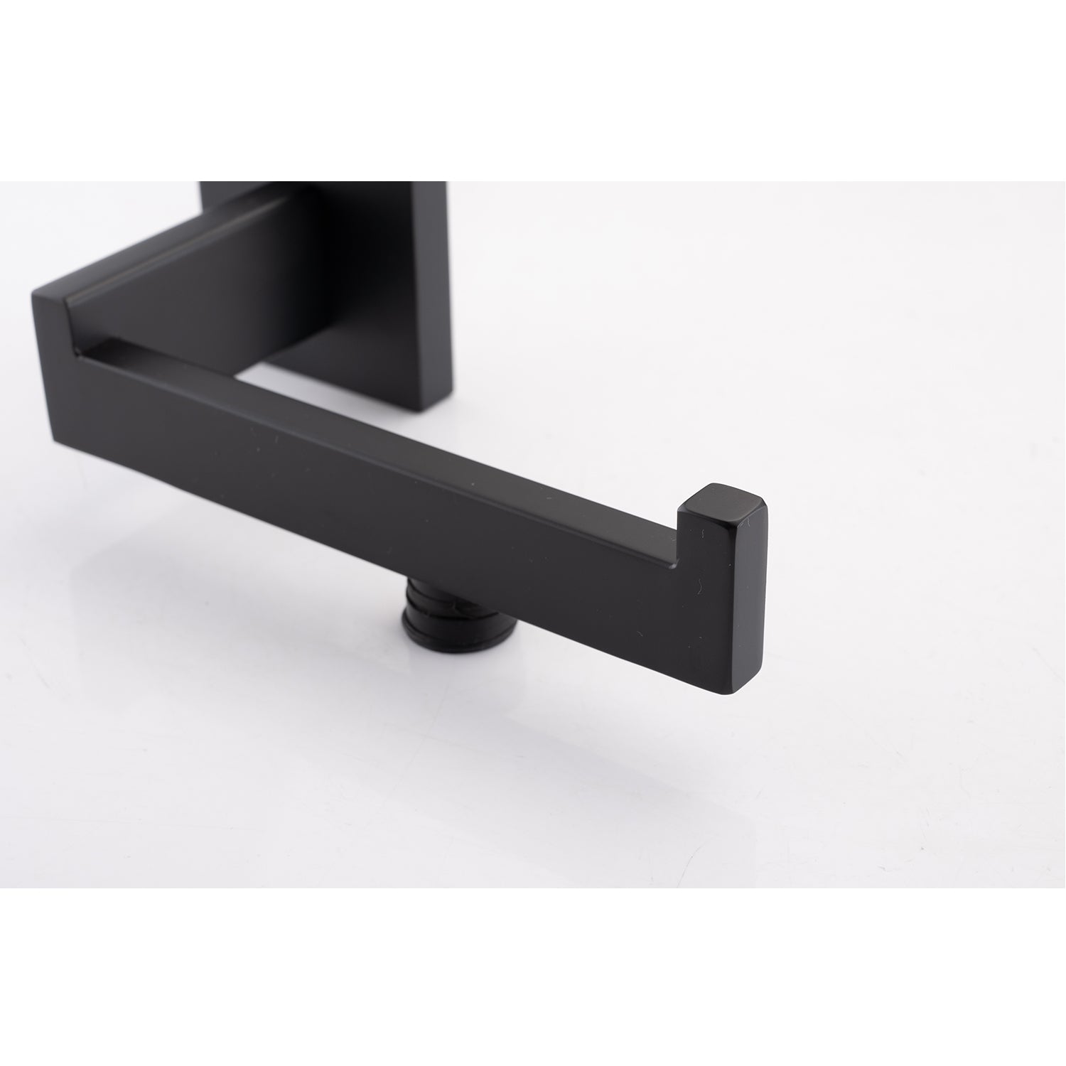 Black matte finish toilet paper holder with minimalist design for modern bathrooms