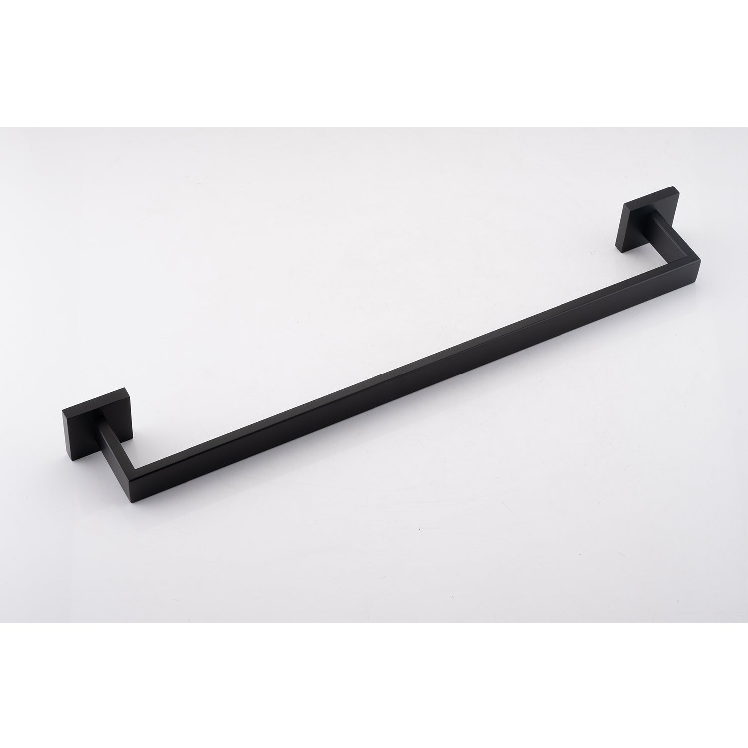 Modern black minimalist towel bar with square end caps for bathroom