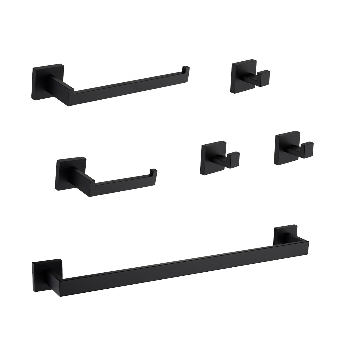 Modern black toilet paper holder with square base for bathroom storage