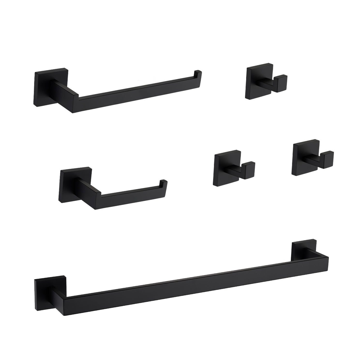Modern black toilet paper holder with square base for bathroom storage