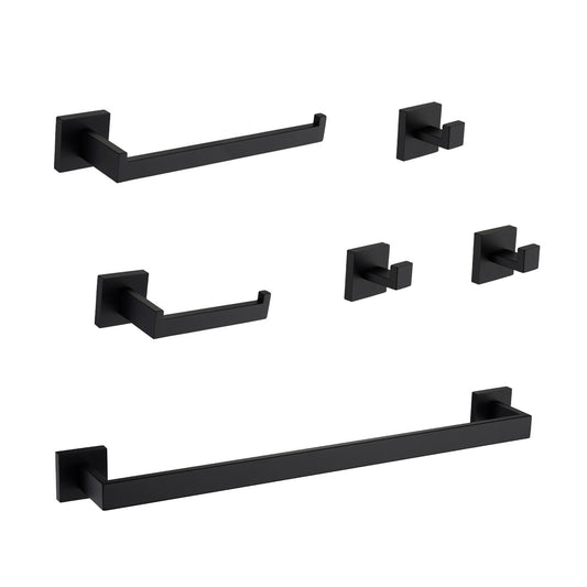 Modern black toilet paper holder with square base for bathroom storage