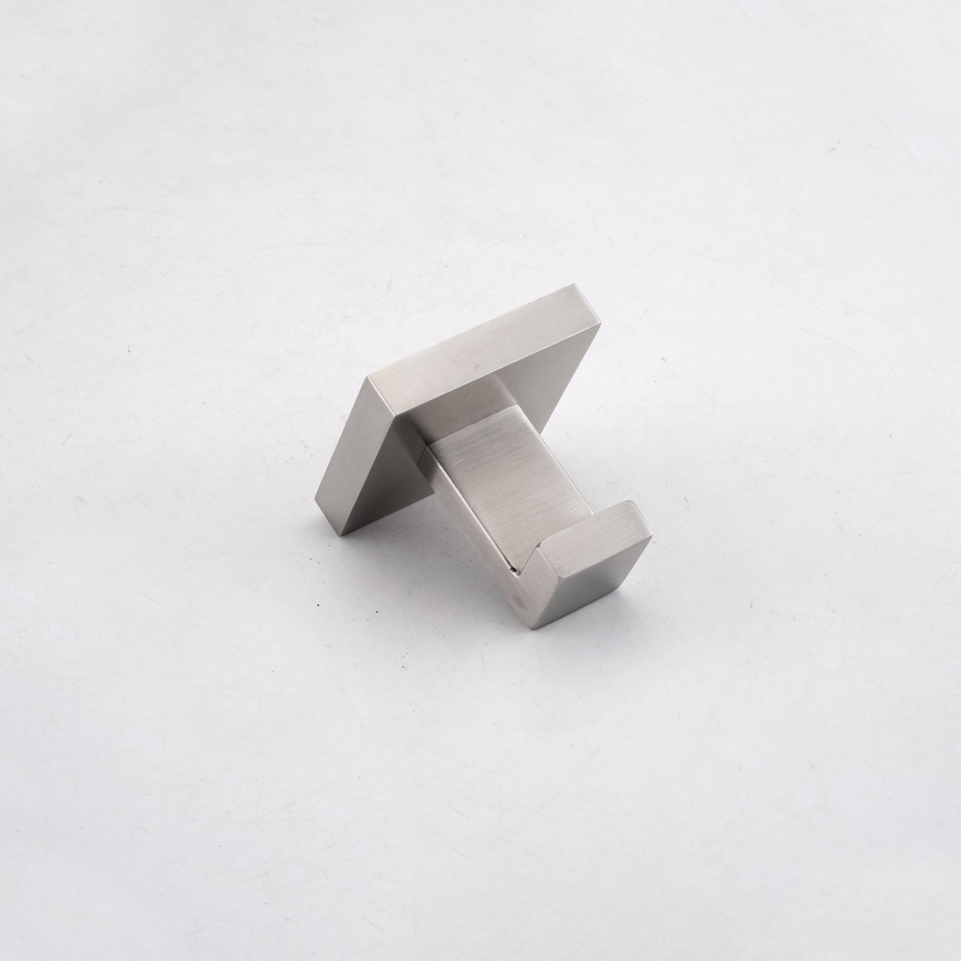 Brushed nickel square wall hook for modern bathrooms