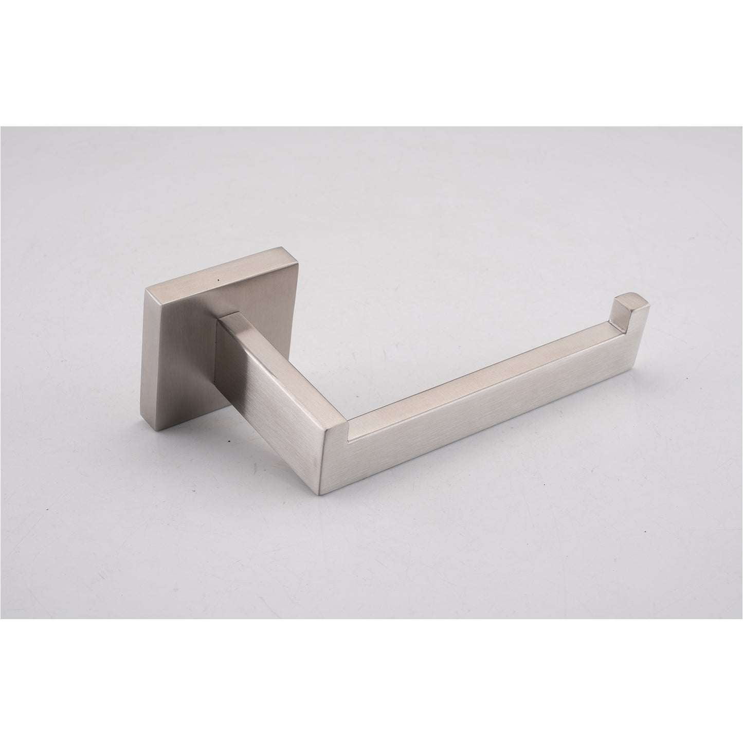 Brushed nickel modern toilet paper holder with square base