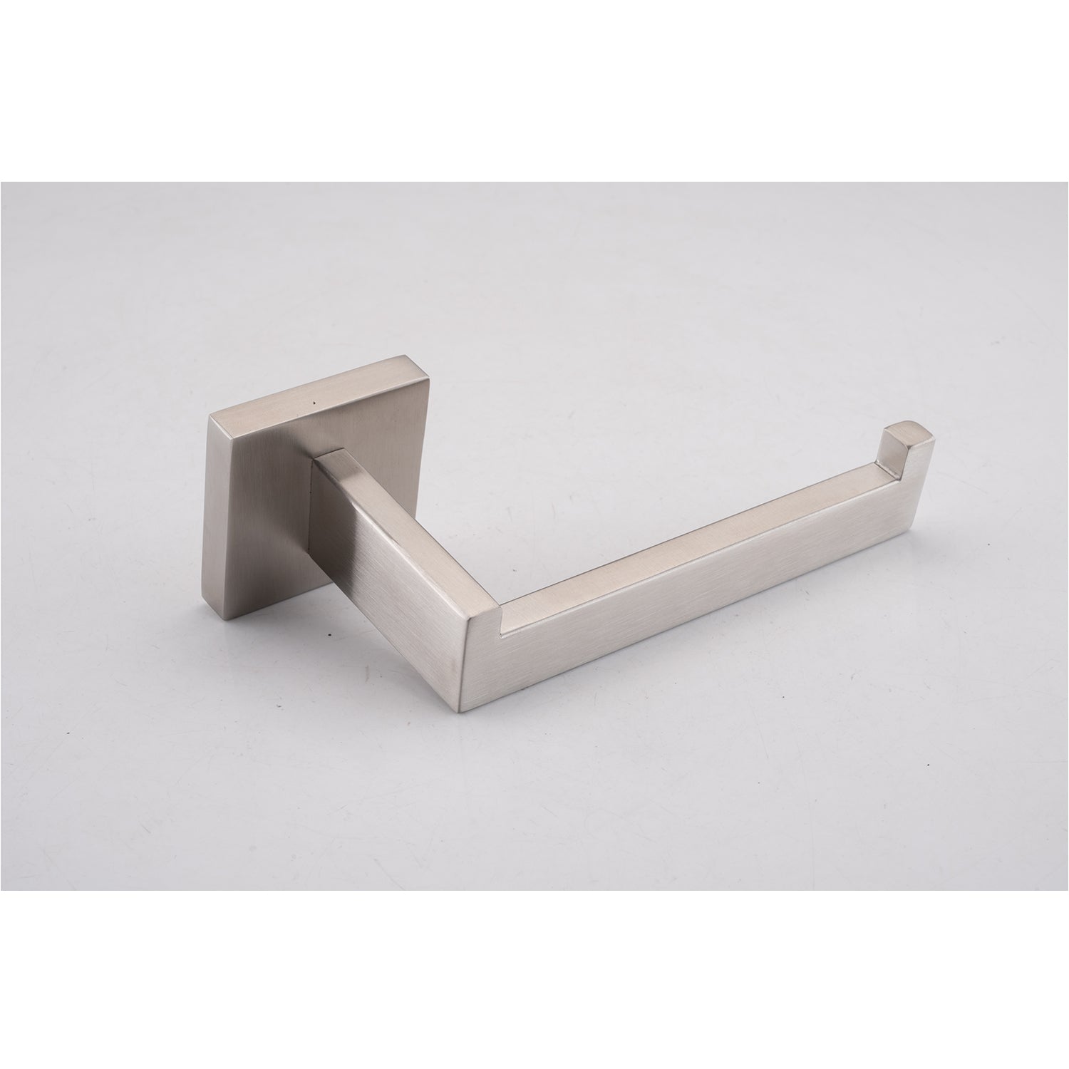 Brushed nickel modern toilet paper holder with square base