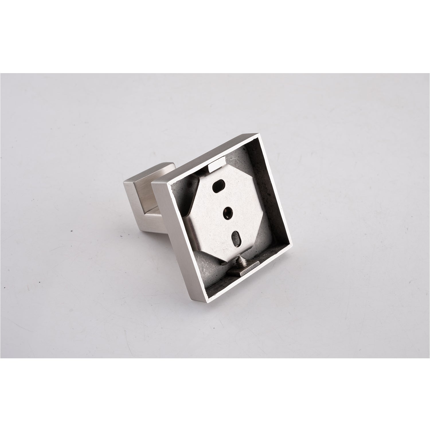 Brushed nickel square cabinet door handle with hidden mounting screws