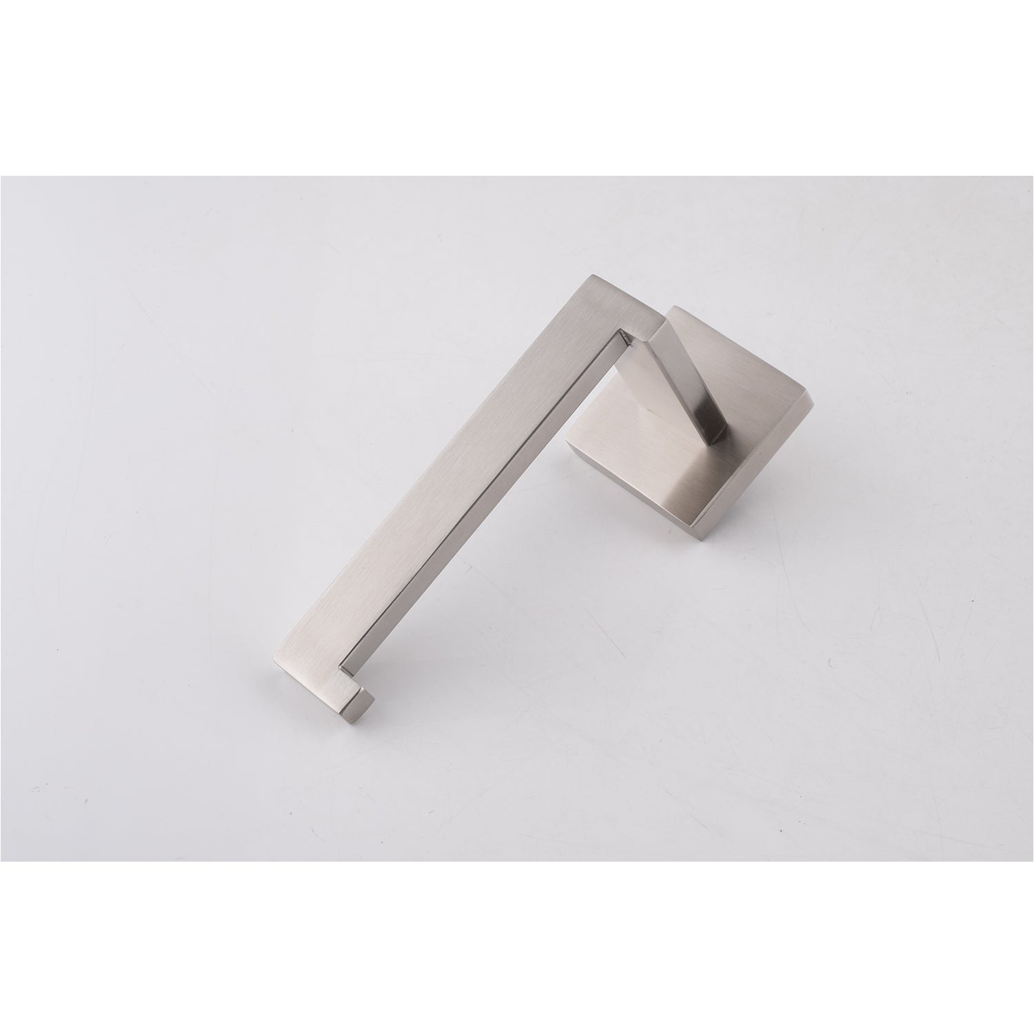 Modern brushed nickel toilet paper holder with a minimalist design