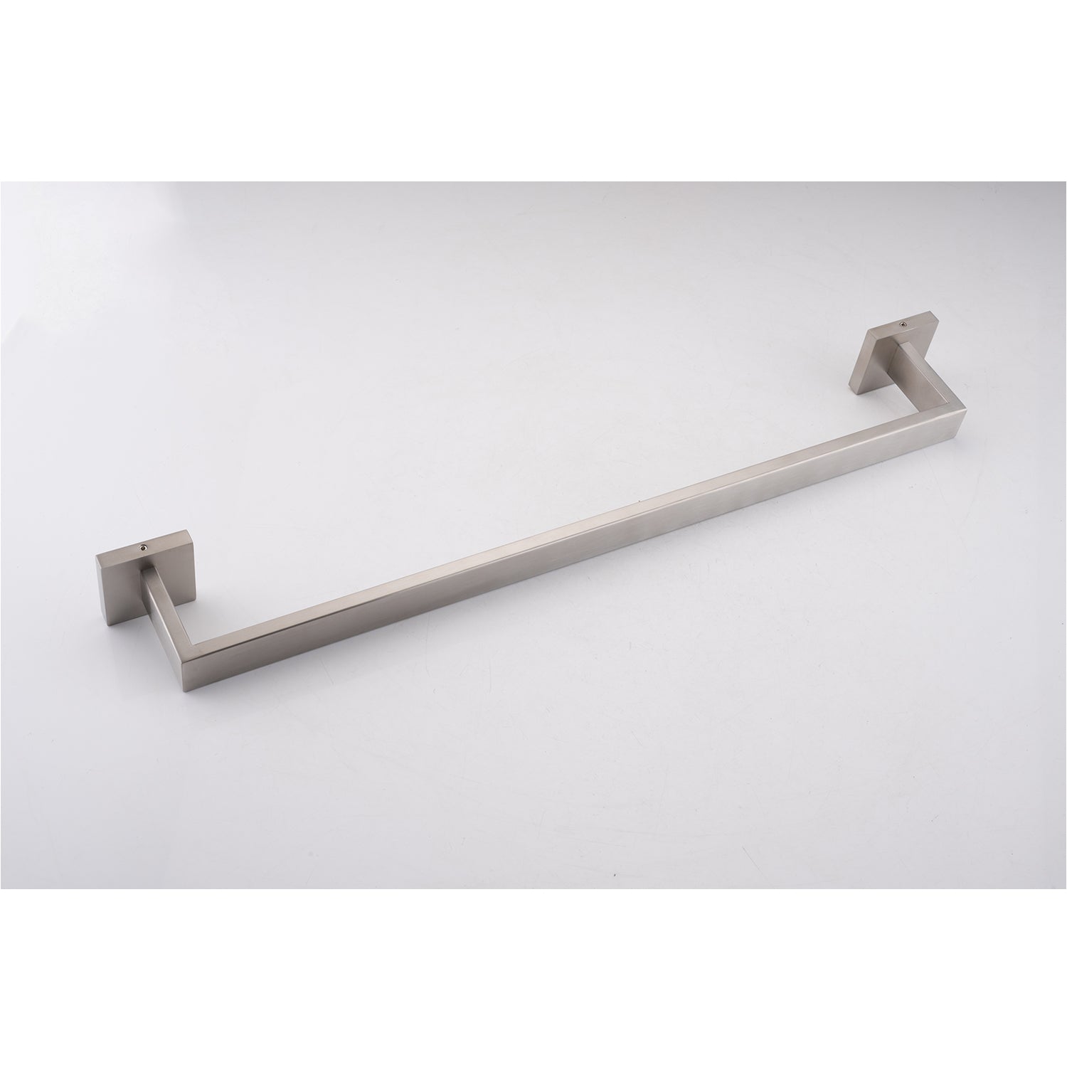 Brushed nickel square towel bar with modern minimalist design