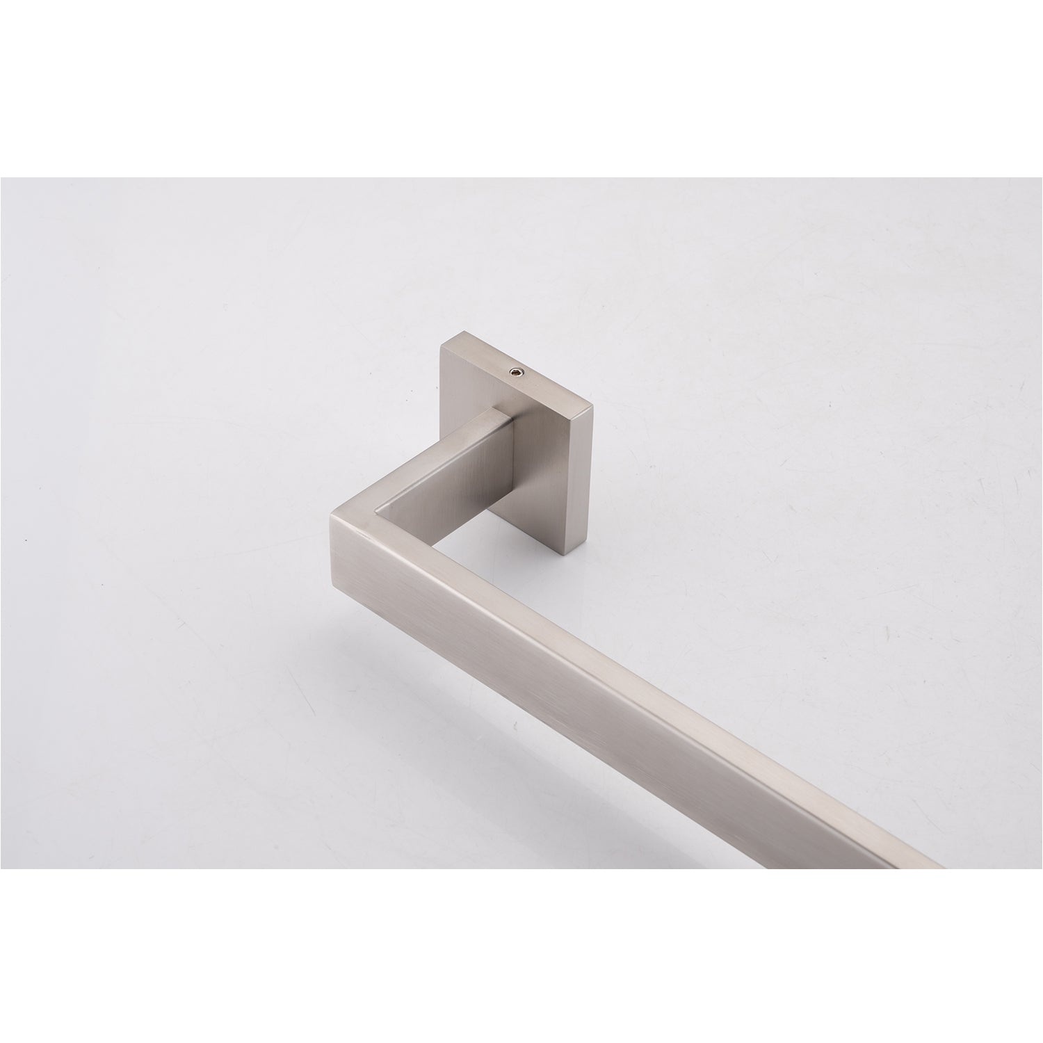 Brushed nickel square towel bar with modern minimalist design