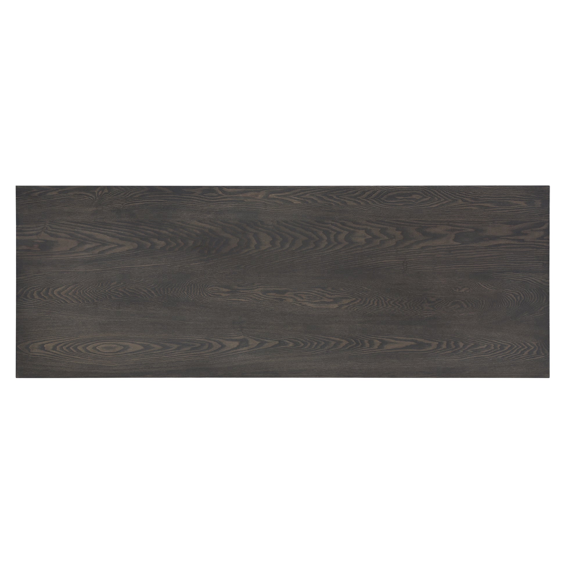 Dark oak veneer tabletop with prominent wood grain pattern