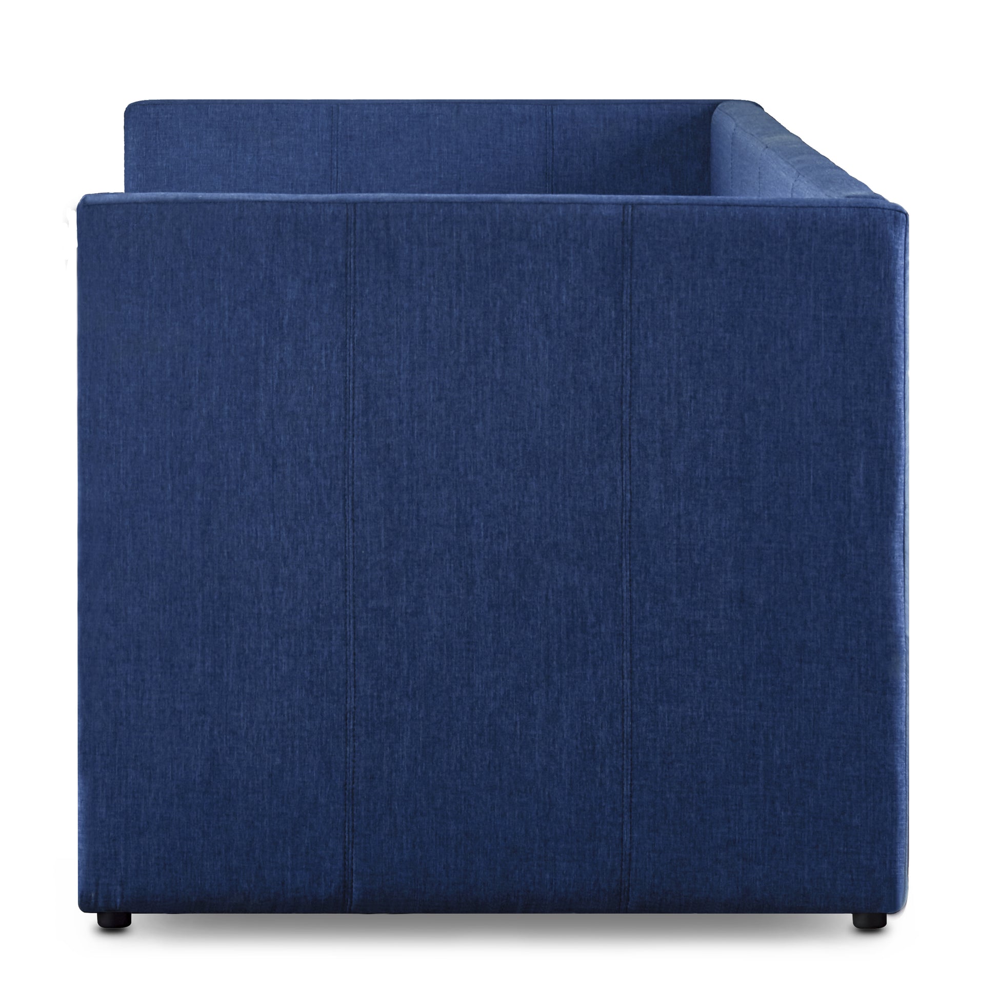 Navy blue upholstered sofa clean lines modern design