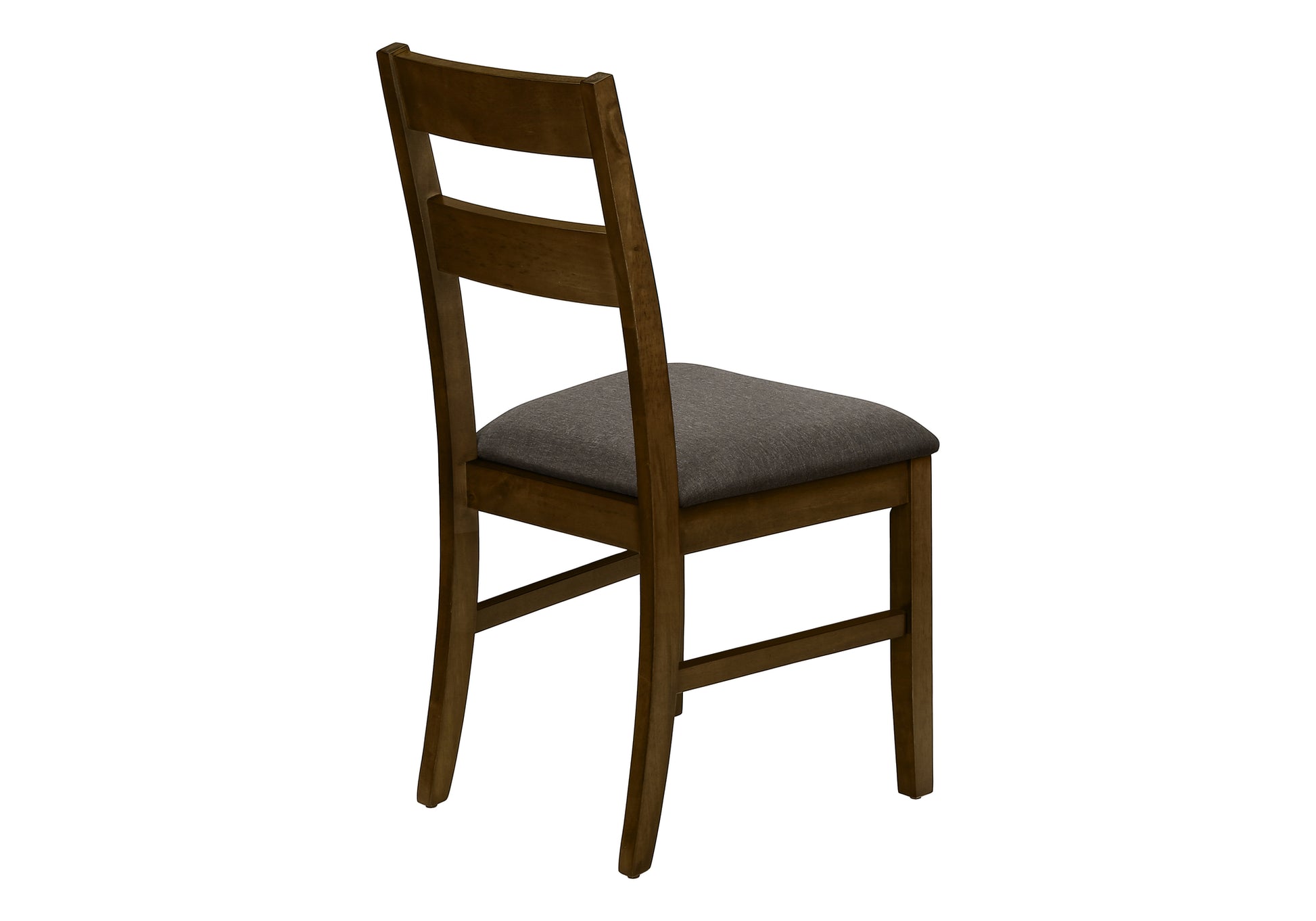 Wooden dining chair with upholstered seat dark brown frame and grey fabric