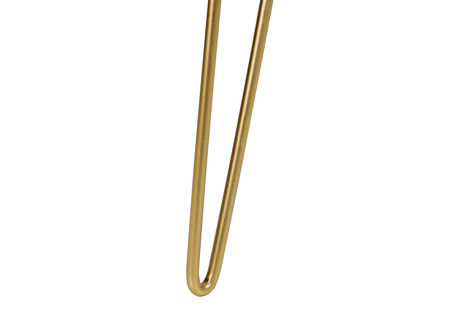Gold hairpin table leg with a brushed metal finish