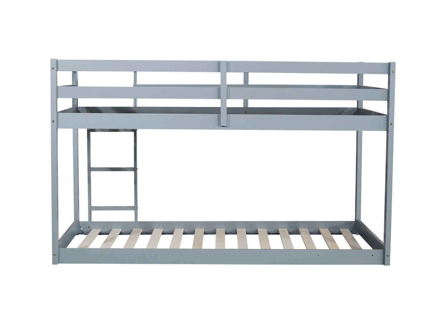 Modern grey wooden bunk bed with attached ladder spacesaving design