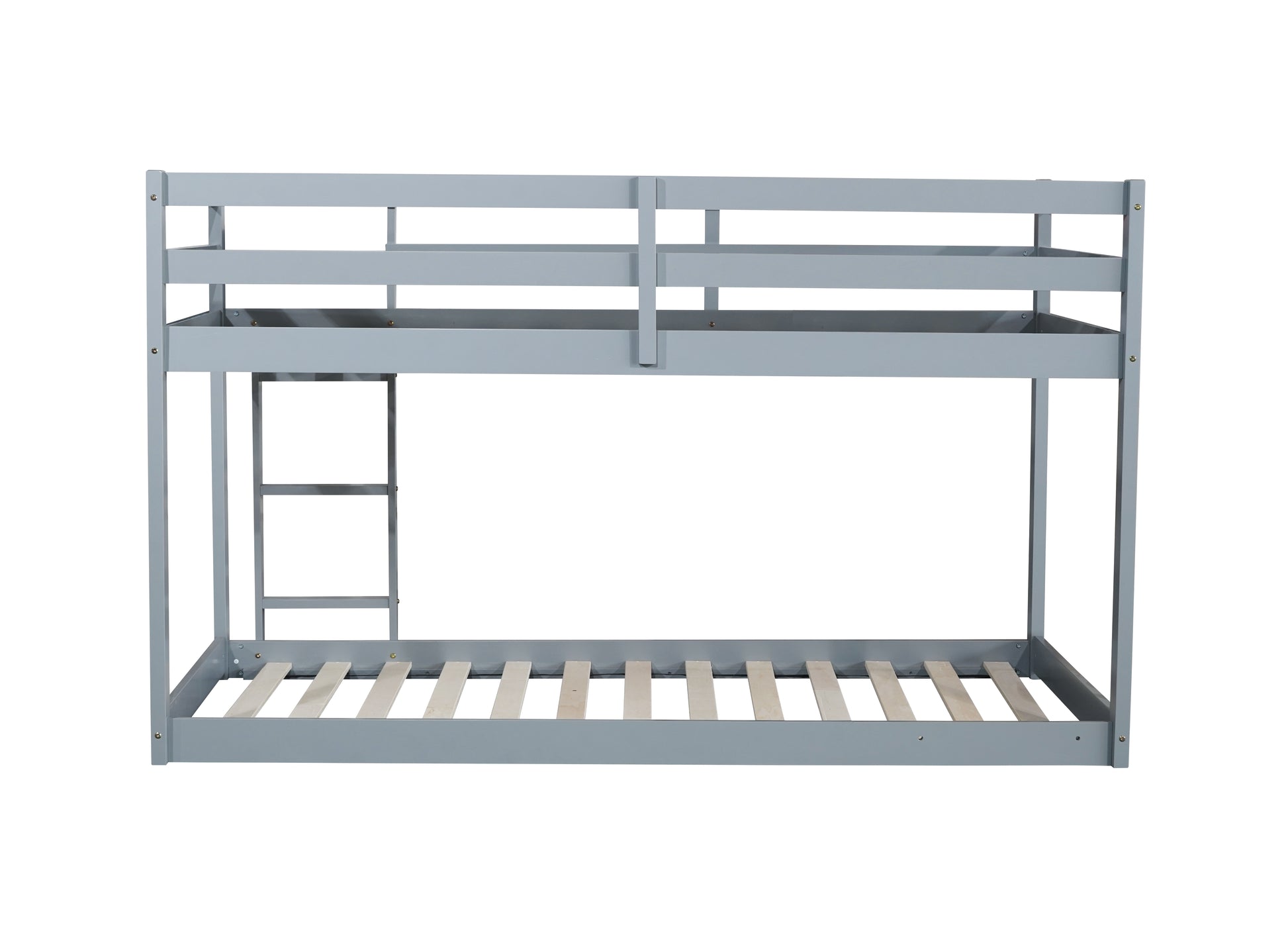 Modern grey wooden bunk bed with attached ladder spacesaving design