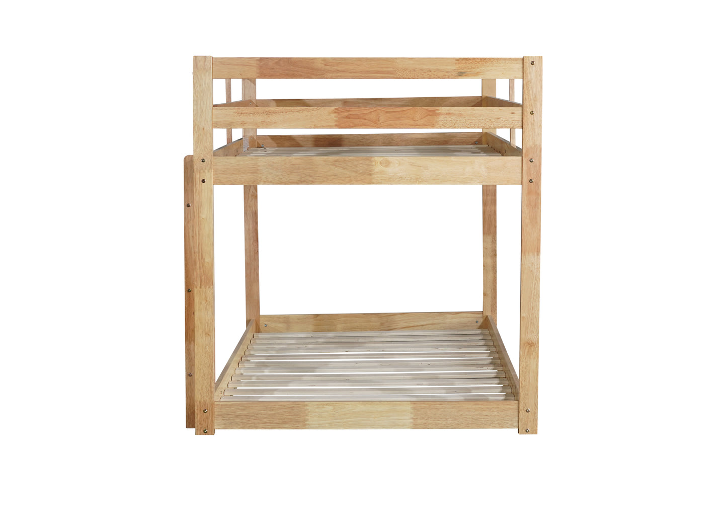 Natural wood bunk bed frame with slatted bases