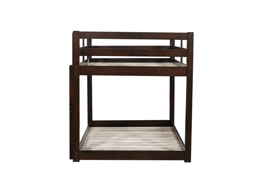 Dark brown wooden bunk bed frame