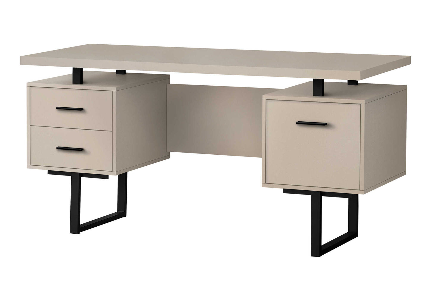 Modern beige executive desk with two drawers and a clean design